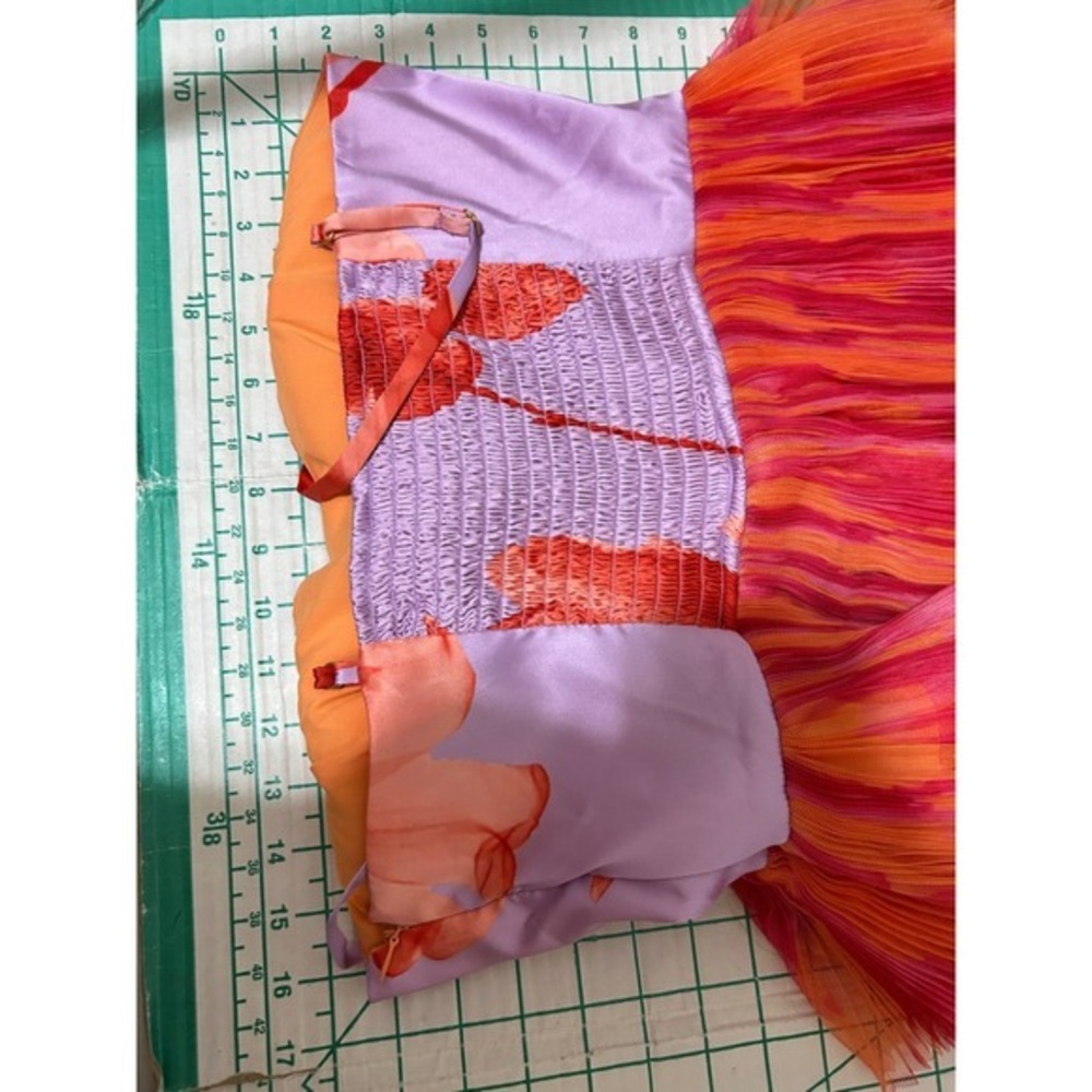 Anthropologie Hutch 6 Tier Tulle Mini Dress Orange Floral Bow Party Cocktail - Picture 5 of 12